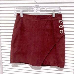 Michelle Mason Wrap Effect Suede Mini Skirt